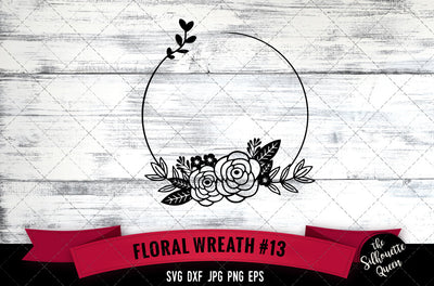 Floral Wreath 13 Vector Silhouette File SVG Loveleen Kaur 