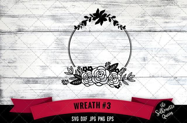Floral Wreath 3 Vector Silhouette File SVG Loveleen Kaur 