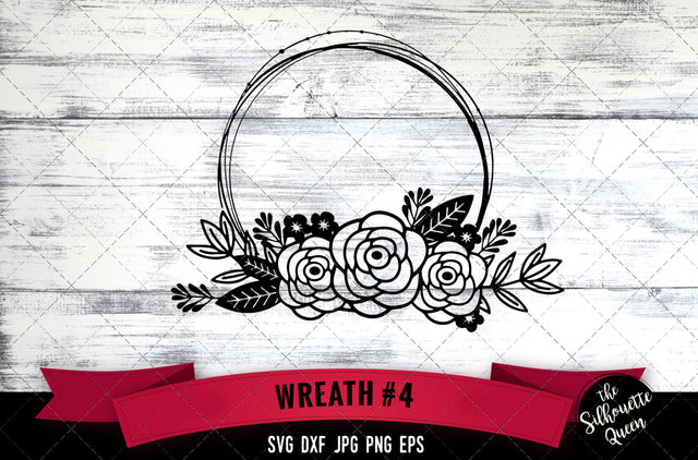 Floral Wreath 4 Vector Silhouette File SVG Loveleen Kaur 