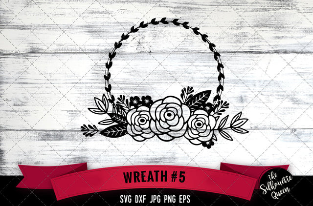 Floral Wreath 5 Vector Silhouette File SVG Loveleen Kaur 
