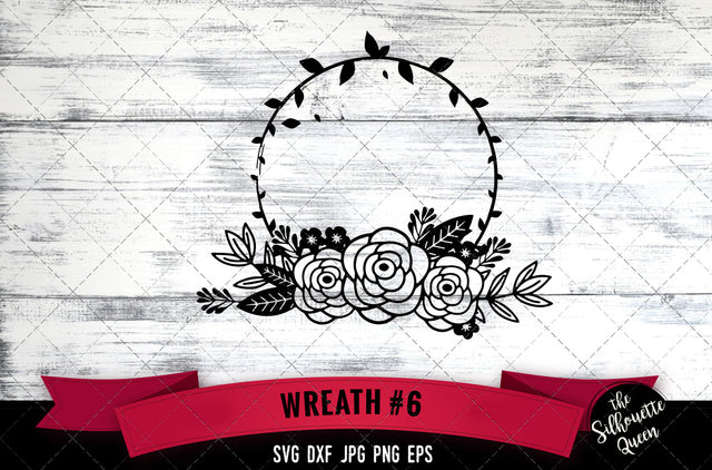 Floral Wreath 6 Vector Silhouette File SVG Loveleen Kaur 