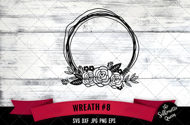 Floral Wreath 8 Vector Silhouette File SVG Loveleen Kaur 