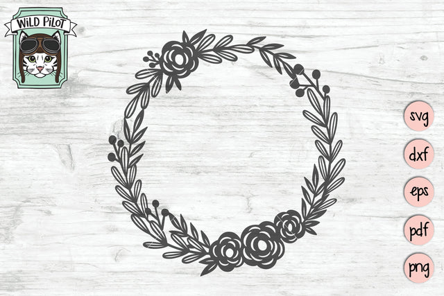 Floral Wreath Monogram Frame SVG Cut File SVG Wild Pilot 