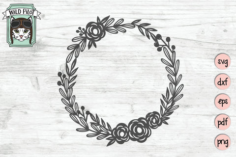 Floral Wreath Monogram Frame SVG Cut File SVG Wild Pilot 