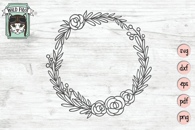 Floral Wreath Monogram Frame SVG Cut File SVG Wild Pilot 