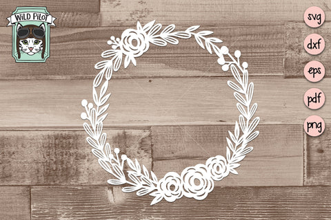 Floral Wreath Monogram Frame SVG Cut File SVG Wild Pilot 