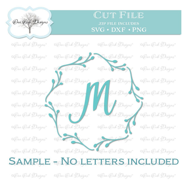 Floral Wreath Monogram Frame SVG One Oak Designs 