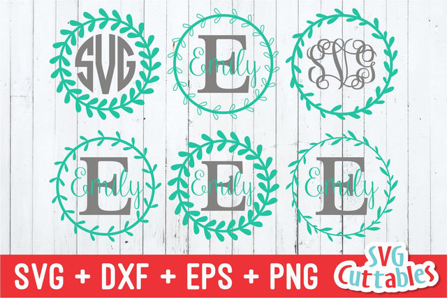 Floral Wreath Monogram Frames SVG Svg Cuttables 