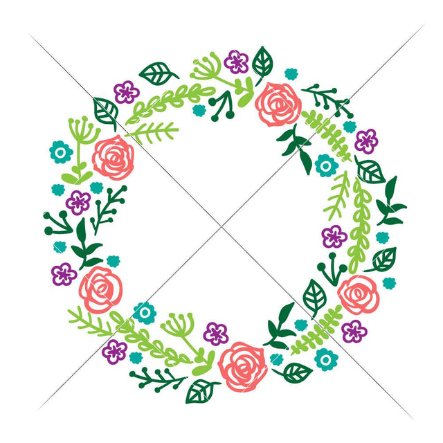 Floral Wreath multi color Flowers SVG Chameleon Cuttables 