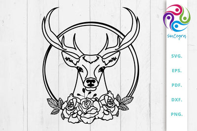 Floral Wreath Reindeer SVG File SVG Sintegra 