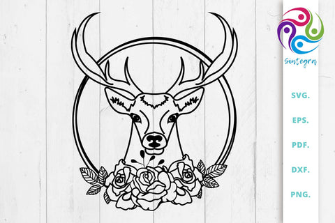 Floral Wreath Reindeer SVG File SVG Sintegra 