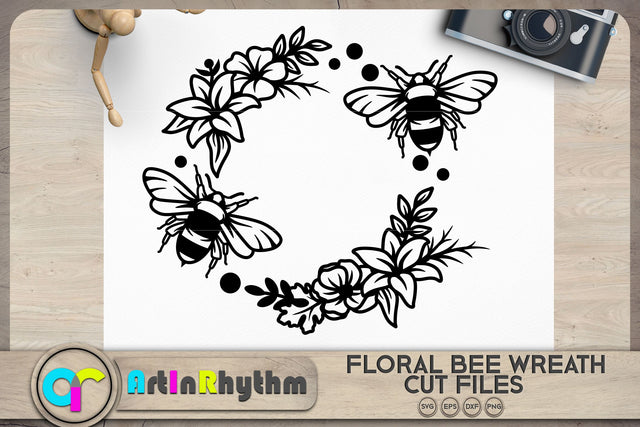 Floral wreath svg, Bee svg SVG Artinrhythm shop 
