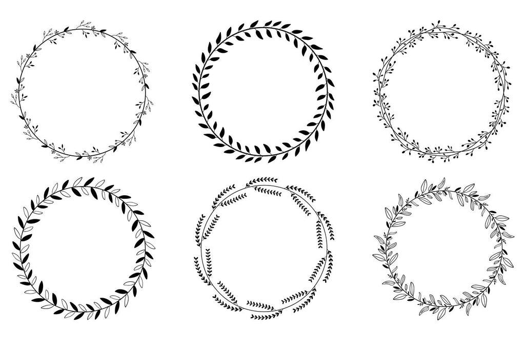 Floral Wreath SVG Bundle | 26 Hand-drawn Wreath SVG - So Fontsy