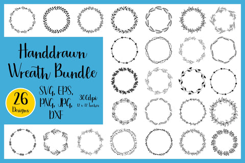 Floral Wreath SVG Bundle | 26 Hand-drawn Wreath SVG SVG Hippo Creations 