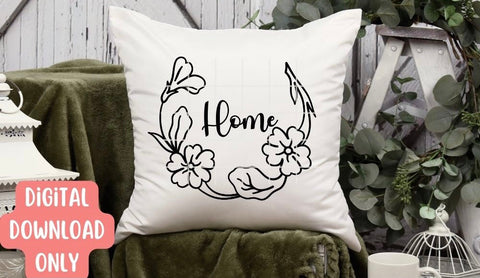 Floral Wreath SVG Cut File, Round Floral Frame Vector SVG Apple Grove Designs 