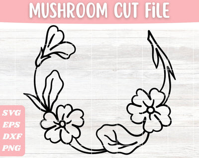 Floral Wreath SVG Cut File, Round Floral Frame Vector SVG Apple Grove Designs 