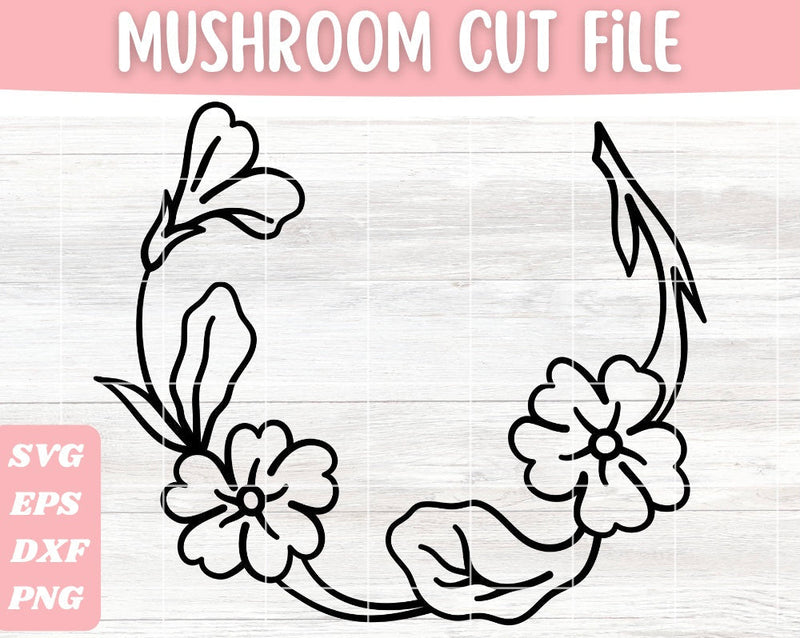 Floral Wreath SVG Cut File, Round Floral Frame Vector SVG Apple Grove Designs 