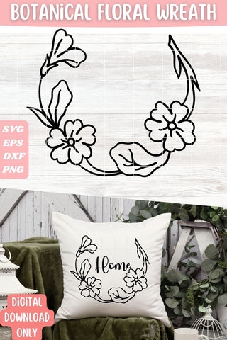 Floral Wreath SVG Cut File, Round Floral Frame Vector SVG Apple Grove Designs 