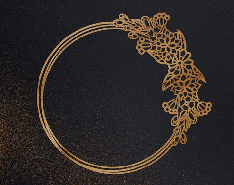 Floral wreath svg, dxf files for plasma, cnc files for wood, monogram frame svg, hoop wreath, flourish svg, flower wreath clipart SVG CutLeafSvg 