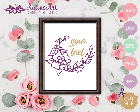 Floral wreath svg, flower svg, floral frame svg, flower wreath svg, flower border svg, floral monogram svg, leaf border svg, Flower frame svg, floral frame svg, flower border svg, floral border svg, frame svg, border svg, branch svg, leaf border svg SVG KatineDesign 
