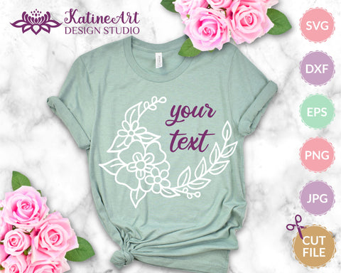 Floral wreath svg, flower svg, floral frame svg, flower wreath svg, flower border svg, floral monogram svg, leaf border svg, Flower frame svg, floral frame svg, flower border svg, floral border svg, frame svg, border svg, branch svg, leaf border svg SVG KatineDesign 