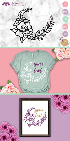 Floral wreath svg, flower svg, floral frame svg, flower wreath svg, flower border svg, floral monogram svg, leaf border svg, Flower frame svg, floral frame svg, flower border svg, floral border svg, frame svg, border svg, branch svg, leaf border svg SVG KatineDesign 