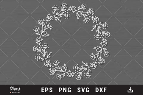 Floral wreath svg, Flowers branch svg, Floral frame SVG, DXF, Cricut, Silhouette SVG ClipartMuchLove 