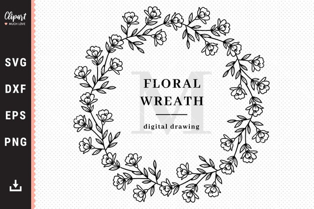 Floral wreath svg, Flowers branch svg, Floral frame SVG, DXF, Cricut, Silhouette SVG ClipartMuchLove 