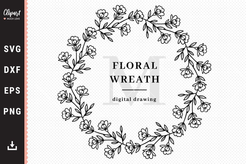 Floral wreath svg, Flowers branch svg, Floral frame SVG, DXF, Cricut, Silhouette SVG ClipartMuchLove 