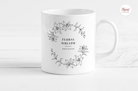 Floral wreath svg, Lily branch wreath monogram SVG ClipartMuchLove 