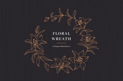 Floral wreath SVG, Lily monogram SVG, Wedding wreath SVG, DXF, PNG SVG ClipartMuchLove 
