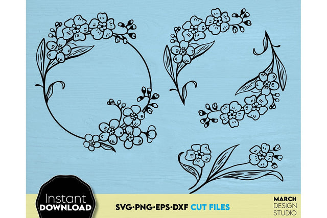 Floral Wreath SVG Set, Flower SVG, Floral Frame SVG, Spring SVG SVG March Design Studio 