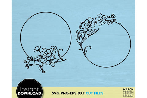 Floral Wreath SVG Set, Flower SVG, Floral Frame SVG, Spring SVG SVG March Design Studio 