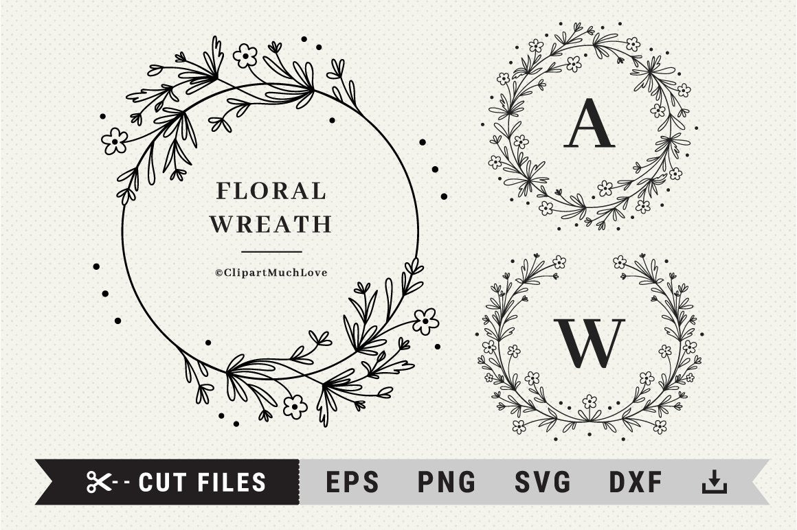 Floral Wreath Monogram SVG - Gina C. Creates