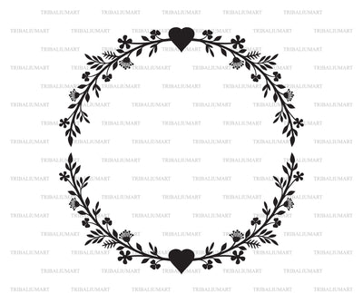 Floral Wreath with Heart (flower circle) SVG TribaliumArtSF 