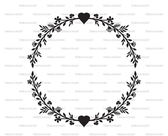 Floral Wreath with Heart (flower circle) SVG TribaliumArtSF 