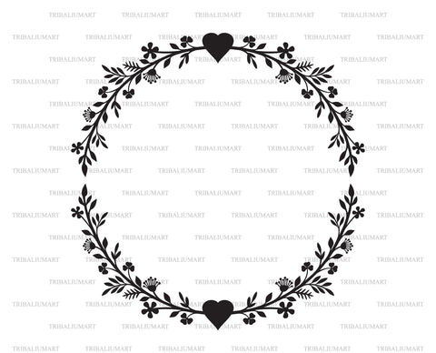 Floral Wreath with Heart (flower circle) SVG TribaliumArtSF 