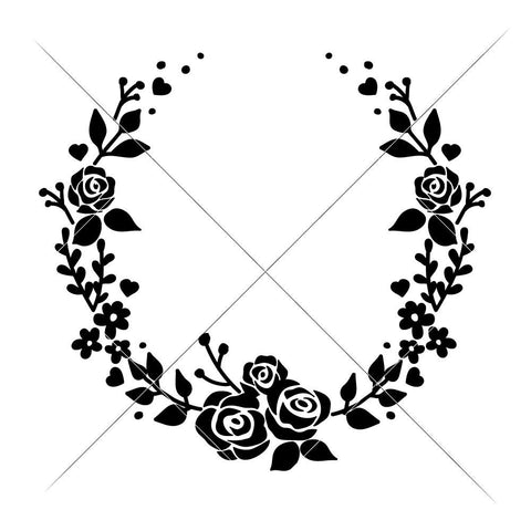 Floral Wreath with Roses SVG Chameleon Cuttables 