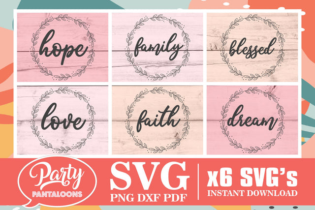 Floral Wreath Words SVG | Svg Dxf Png Pdf SVG Partypantaloons 