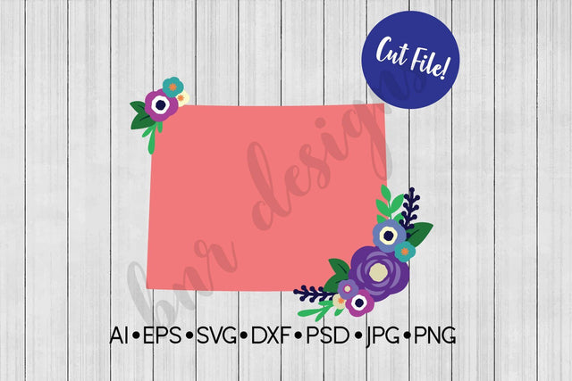 Floral Wyoming SVG SVG BNRDesignShop 