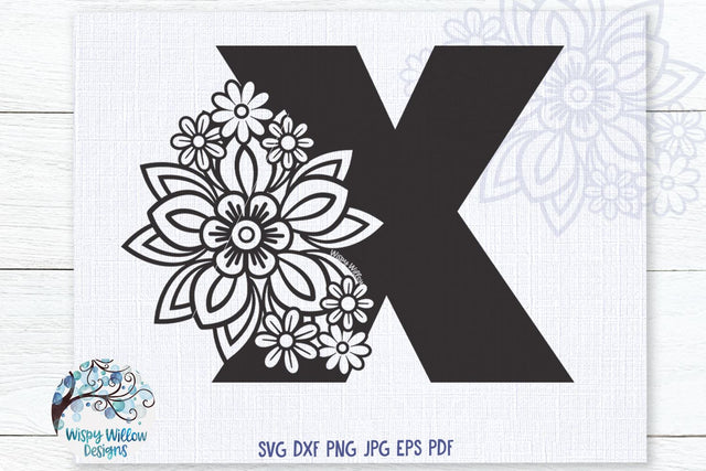 Floral X SVG SVG Wispy Willow Designs 