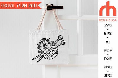 Floral Yarn Ball SVG - Flower Skein Cut File SVG RedHelgaArt 