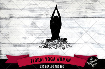 Floral Yoga woman Vector Silhouette File SVG Loveleen Kaur 