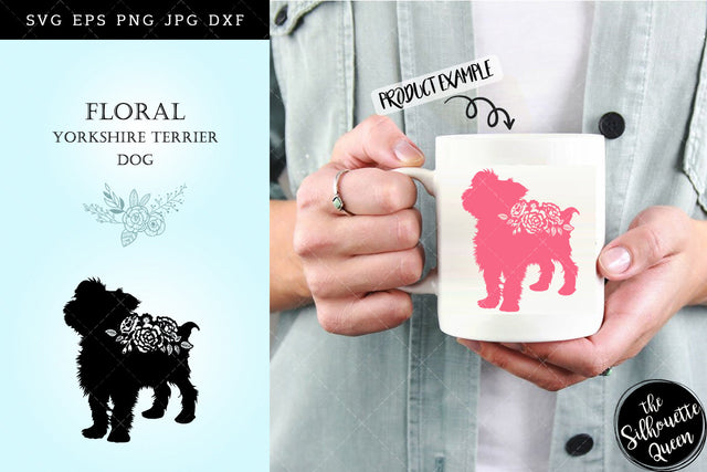 Floral Yorkshire Terrier Dog svg file for cricut, for silhouette, cut eps, cutting png, cuttable dxf, Instant Download design SVG Loveleen Kaur 