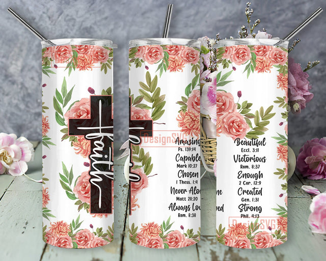 Floral You Are 20oz Skinny Tumbler Png, Faith Cross Tumbler Png, Christian Tumbler Gift, Boho Floral Sublimation Designs Mother's Day Tumbler Template Sublimation DesignSVG 