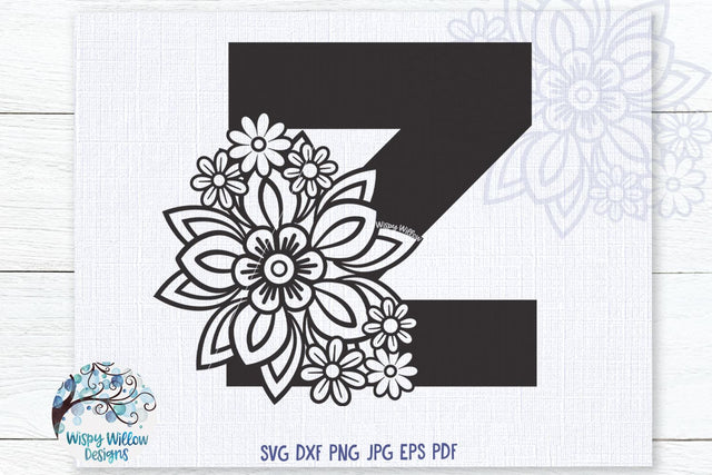 Floral Z SVG SVG Wispy Willow Designs 