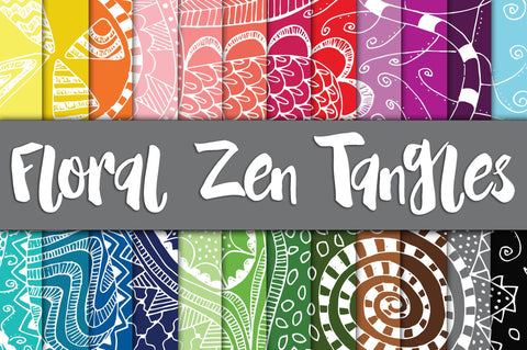 Floral Zen Tangles Digital Paper Sublimation Old Market 