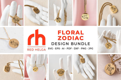 Floral Zodiac SVG Bundle - Birth Necklace DXF SVG RedHelgaArt 