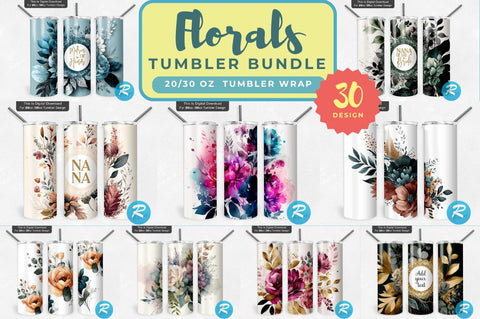 Florals Flowers Png Tumbler Bundle Sublimation Regulrcrative 