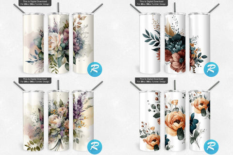 Florals Flowers Png Tumbler Bundle Sublimation Regulrcrative 